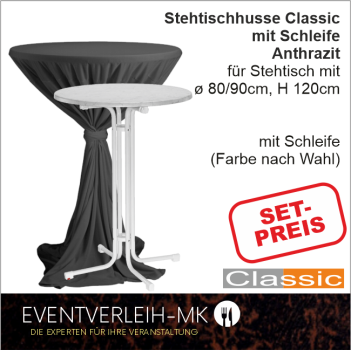 Stehtisch & Stehtischhusse - anthrazit - INKL. REINIGUNG & BÜGELN